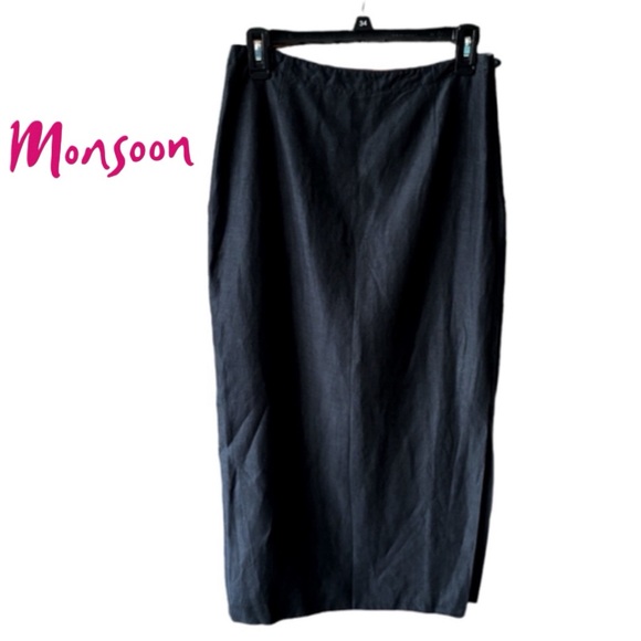 Monsoon Silk Maxi Skirt Navy Size 8 - Picture 13 of 13